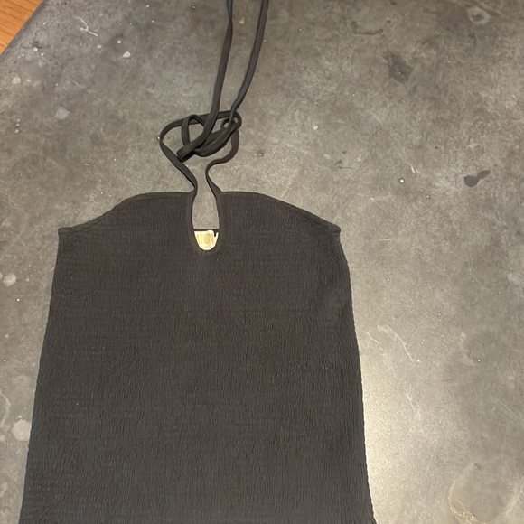 NATION LTD kitty smocked halter top in Black - Picture 3 of 5